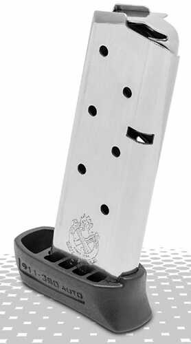 <span style="font-weight:bolder; ">Springfield</span> <span style="font-weight:bolder; ">Armory</span> 911 7 Round Magazine 9mm Luger Extended Polymer Finger Rest Stainless Steel Natural Finish